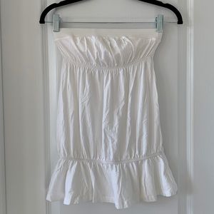 NWOT MODA INTERNATIONAL White Peplum Built-In Shelf Bra Tube Top Size XS
